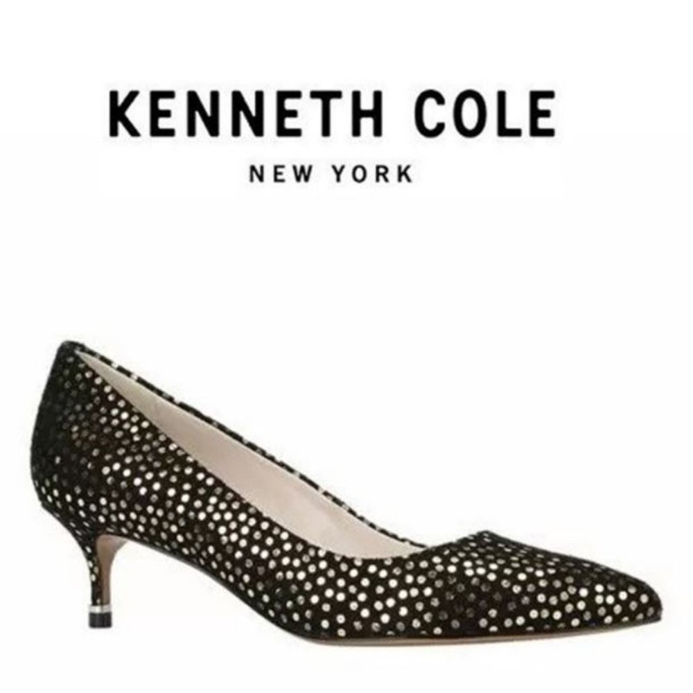 🌈🌈 HOST PICK!🌈🌈 KENNETH COLE NEW YORK NWT BLACK AND GOLD RILEY 50 PUMPS!